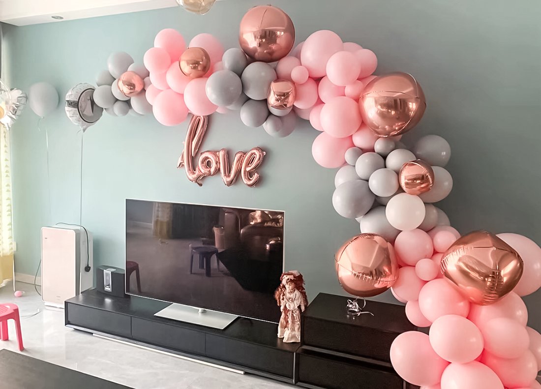 结婚纪念日家里房间创意布置气球