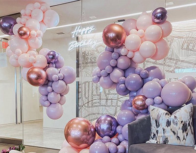 🎀马卡龙粉紫色4D金属气球🎈生日派对布置